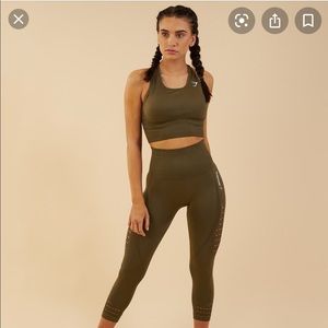 Gymshark energy seamless crop vest bra khaki